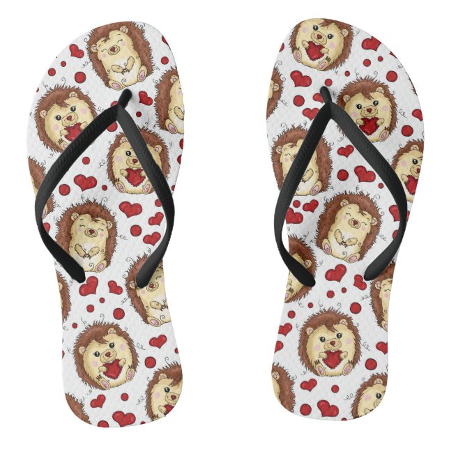 Valentine funny hedgehog thongs (Footbed)