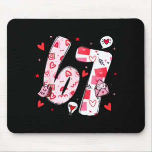 Valentine Funny Six Seven 6 7 Meme Men Women Kids Mouse Pad