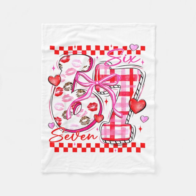 Valentine Funny Six Seven 6 7 Meme Slang Men Women Fleece Blanket (Front)