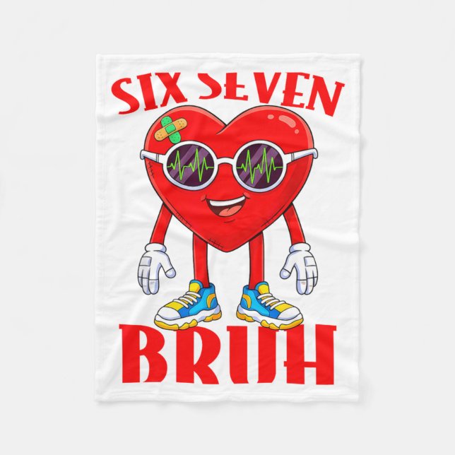 Valentine Funny Six Seven Bruh Meme 67 Heart Lover Fleece Blanket (Front)