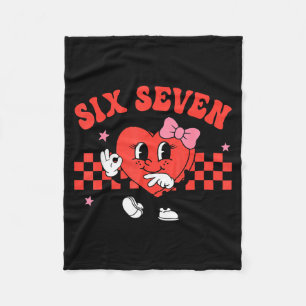 Valentine Funny Six Seven Heart Bow Meme Gen Alpha Fleece Blanket