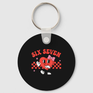 Valentine Funny Six Seven Heart Bow Meme Gen Alpha Key Ring