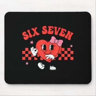 Valentine Funny Six Seven Heart Bow Meme Gen Alpha Mouse Pad
