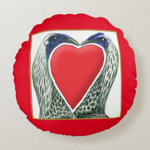 Valentine Game Chickens Round Cushion
