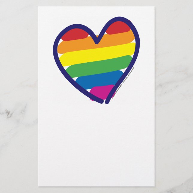 Valentine Gay Pride Rainbow Heart Stationery (Front)