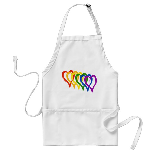 Valentine Gay Pride Rainbow Layered Hearts Standard Apron (Front)
