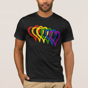 Valentine Gay Pride Rainbow Layered Hearts T-Shirt