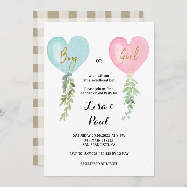 Valentine Gender Reveal Invitation (Front/Back)