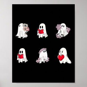 Valentine Ghosts Reading A Book Teacher Bookworm Poster