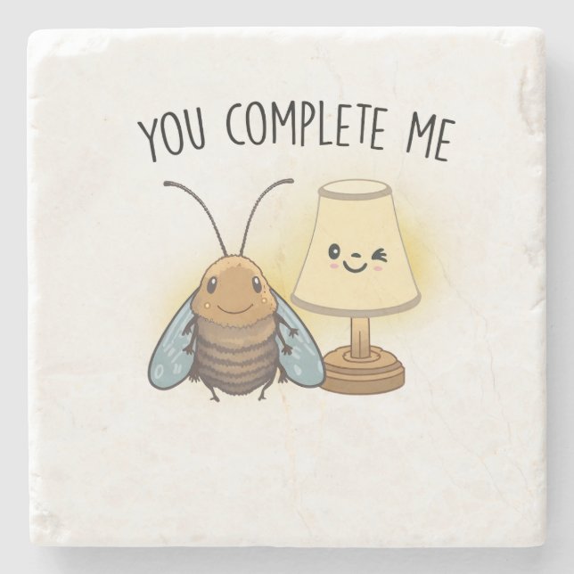 Valentine Gift Bee You Complete Me Stone Coaster (Front)