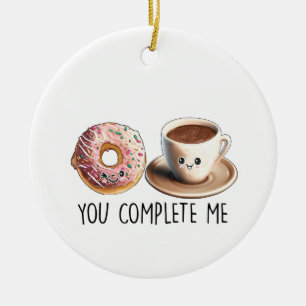 Valentine Gift Coffee You Complete Me Ceramic Ornament