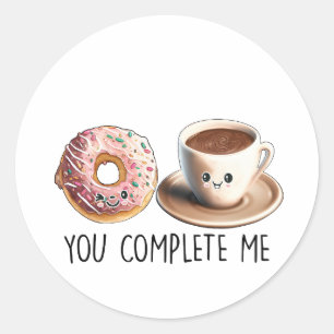 Valentine Gift Coffee You Complete Me Classic Round Sticker