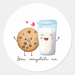 Valentine Gift Cookie You Complete Me Classic Round Sticker