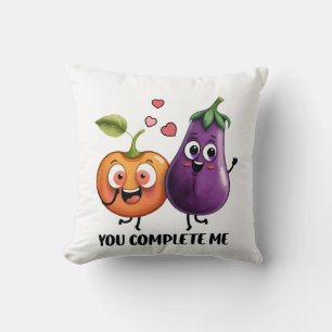 Valentine Gift Eggplant You Complete Me Cushion
