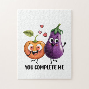 Valentine Gift Eggplant You Complete Me Jigsaw Puzzle