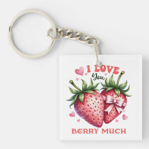 Valentine Gift I Love You Berry Much Key Ring