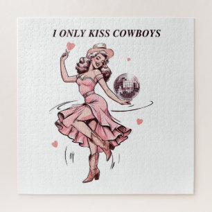 Valentine Gift I Only Kiss Cowboy Jigsaw Puzzle