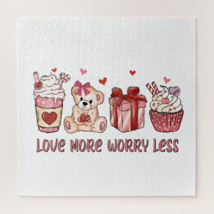 Valentine Gift Love More Worry Less Jigsaw Puzzle