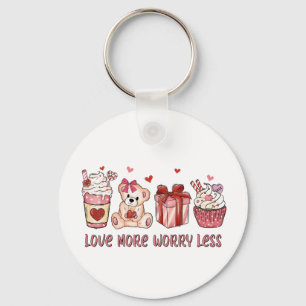 Valentine Gift Love More Worry Less Key Ring