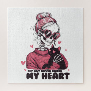 Valentine Gift My Cat Never Broke My Heart Jigsaw Puzzle