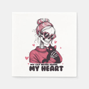 Valentine Gift My Cat Never Broke My Heart Napkin