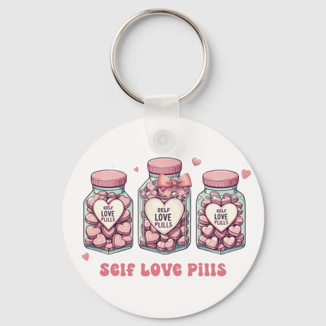 Valentine Gift | Self Love Pills Key Ring (Front)