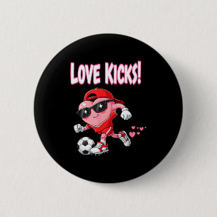 Valentine Gift Soccer Heart Sport Valentines Day L 6 Cm Round Badge