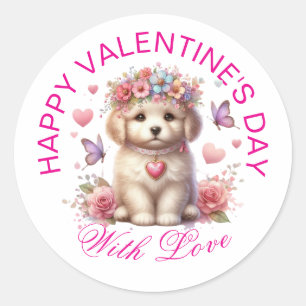 Valentine Gifts - Pawsitively Adorable Puppy 18 Classic Round Sticker