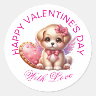 Valentine Gifts - Pawsitively Adorable Puppy 19 Classic Round Sticker