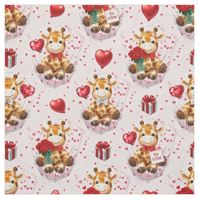 Valentine Giraffe Pattern Fabric (Swatch)