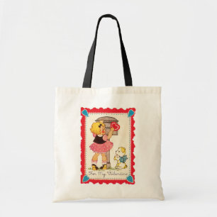 Valentine, Girl, Puppy Tote Bag