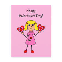 Valentine Girl Stick Figure