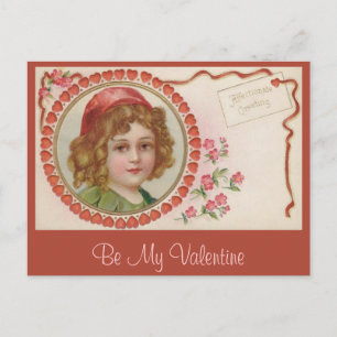 Valentine Girl Vintage Postcard