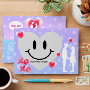 Valentine Glass Heart Balloon Bubblegum Couple Envelope