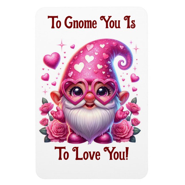 Valentine Gnome Flexible Photo Magnet (Vertical)