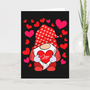 Valentine Gnome Hearts Valentines Day Outfit Women Card