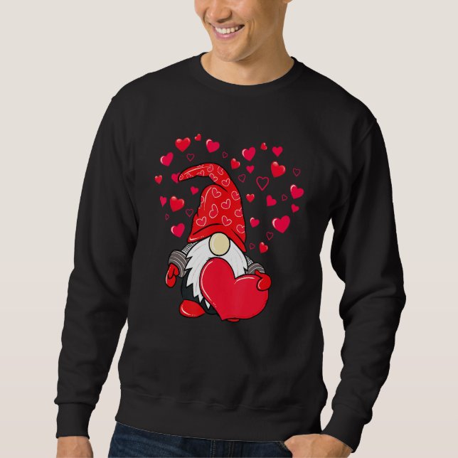 Valentine Gnome Love Heart Happy Valentines Day Wo Sweatshirt (Front)