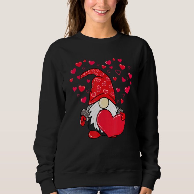 Valentine Gnome Love Heart Happy Valentines Day Wo Sweatshirt (Front)
