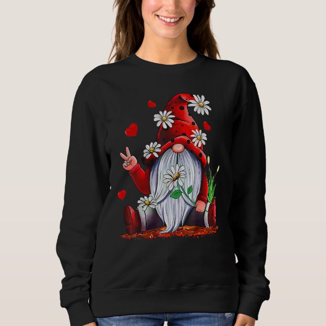 Valentine Gnome Love Heart Happy Valentines Day Wo Sweatshirt (Front)