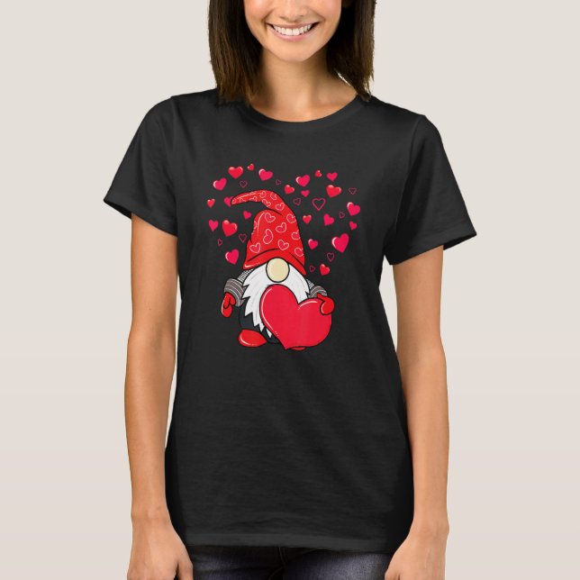 Valentine Gnome Love Heart Happy Valentines Day Wo T-Shirt (Front)