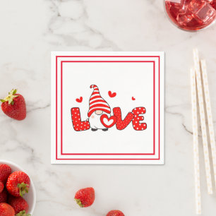 Valentine gnome napkin