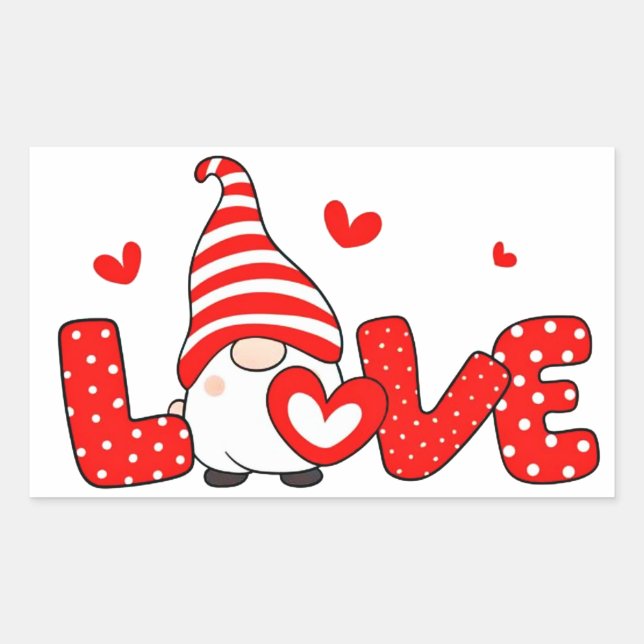 Valentine gnome  rectangular sticker (Front)