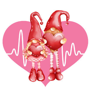 Valentine Gnome, Valentine Heartbeat Classic Round Sticker