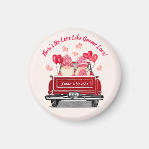 Valentine Gnome Vintage Red Truck Hearts Magnet