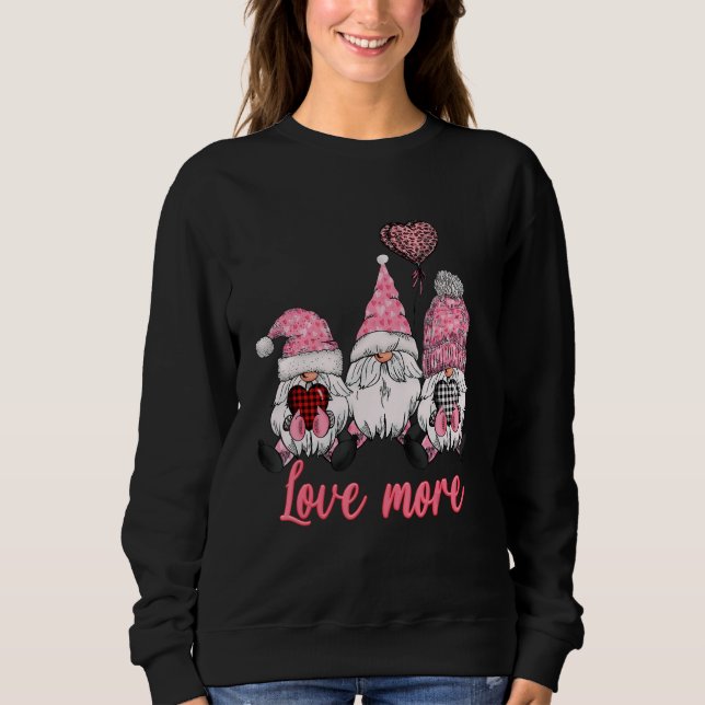 Valentine Gnomes Cute Loves More Heart Buffalo Red Sweatshirt (Front)