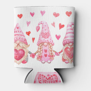 Valentine Gnomes: Cute Watercolor Illustration Can Cooler