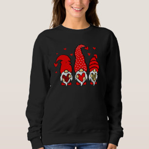 Valentine Gnomes Holding Heart Leopard Happy Valen Sweatshirt