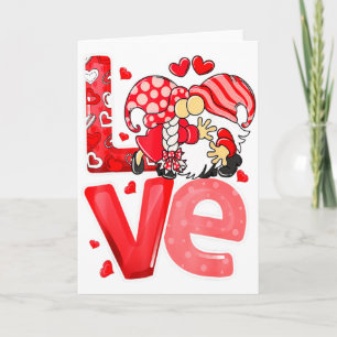 Valentine Gnomes Holding Hearts Valentines Day Fun Card