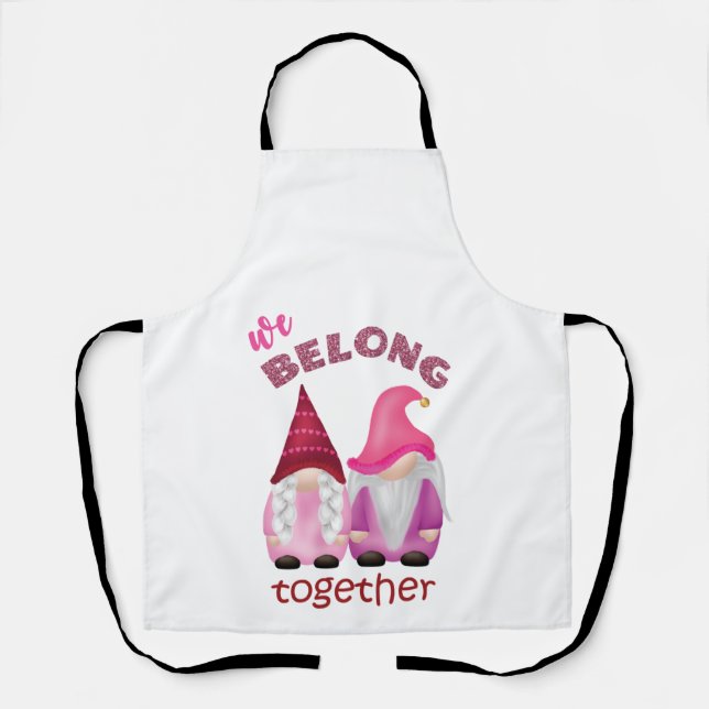 Valentine gnomes: we belong together apron (Front)