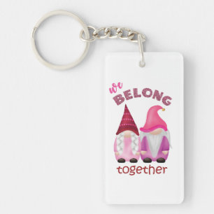 Valentine gnomes: we belong together key ring
